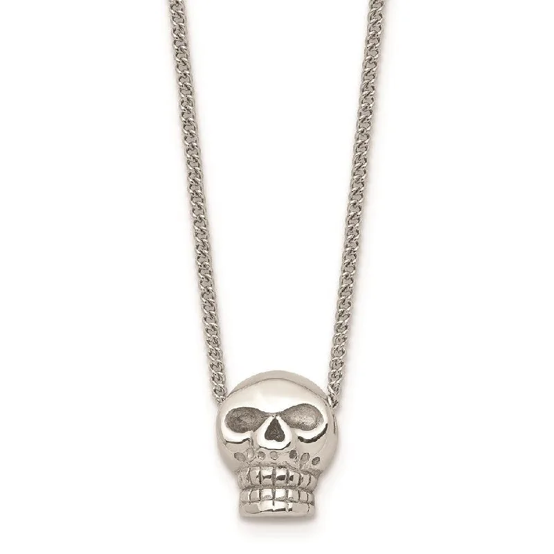 High-Quality Gold Necklaces-Stainless Steel Polished Skull Necklace