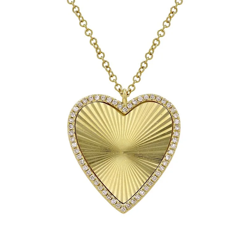 Pearl and Diamond Necklaces-MAYSEN  FLUTED HEART  NECKLACE