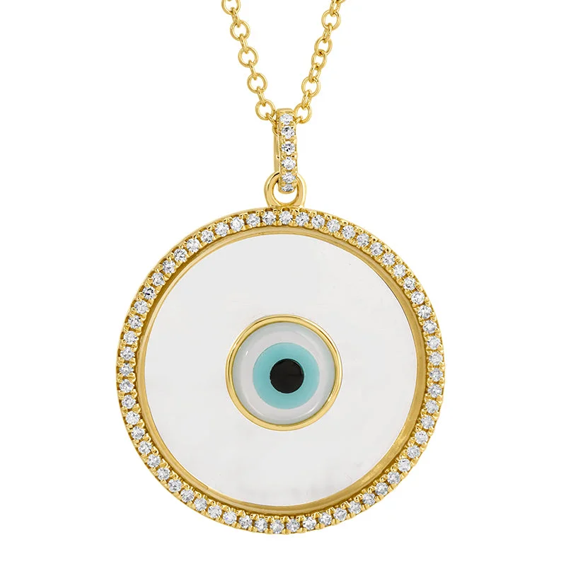 Modern Gemstone Necklaces-SAMARA EVIL EYE DISC NECKLACE