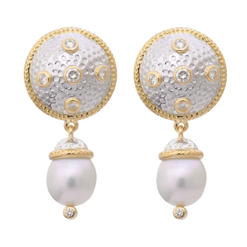 Affordable Gold Earrings-Earrings-South Sea Pearl and Diamond