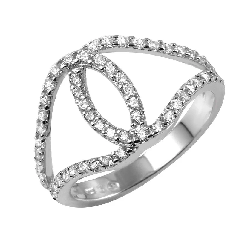 Stylish Gemstone Rings-Silver 925 Rhodium Plated Open Entangling Hoop Ring - BGR00975