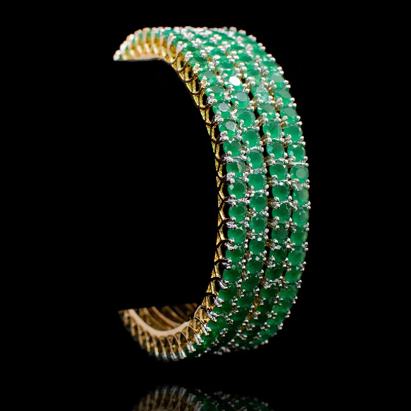 Silver and Gold Bangle Sets-Nirali Bangles - Emerald