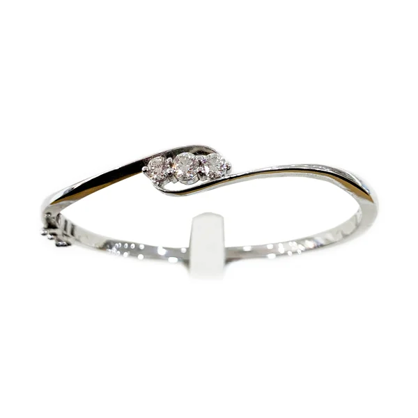 High-End Wedding Bangles-14k White Gold Diamond Bangle