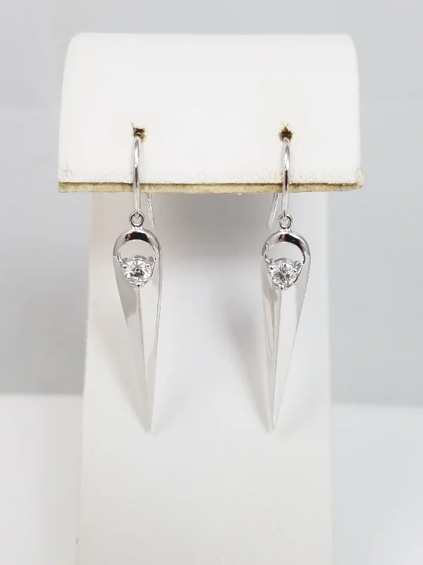 Big Earrings for Women-Chic 14k White Gold Natural Diamond Dangle Earrings