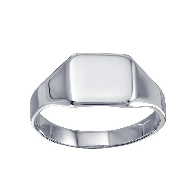 Sparkling Wedding Rings-High Polished 925 Sterling Silver Square Engravable Ring - SOR00033