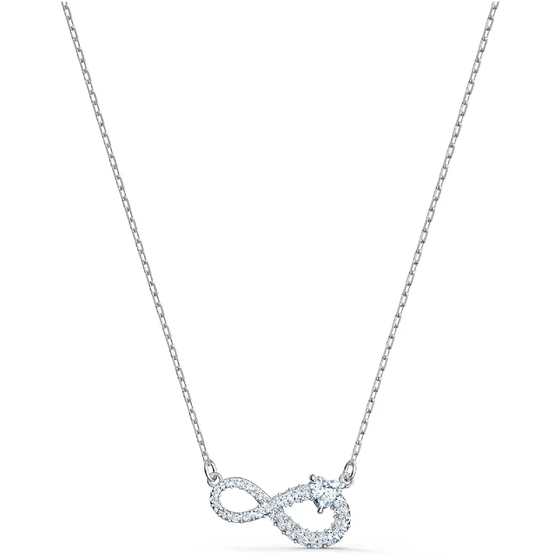 Trendy Choker Necklaces-Swarovski Women's Necklace - Hyperbola Infinity Rhodium Plated Pendant | 5520576