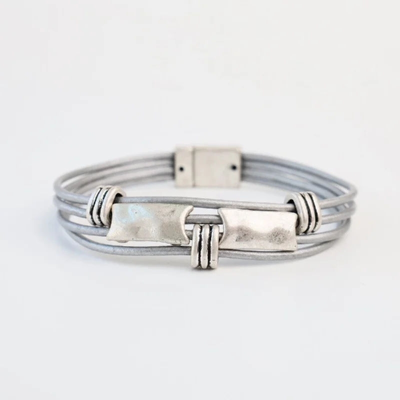 Elegant Tennis Bracelets for Women-Matte Silver Grey Rectangle Bracelet