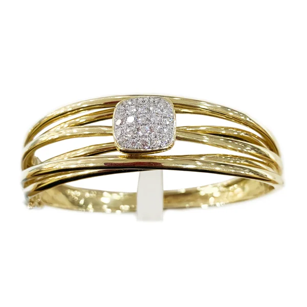 Designer Wedding Bangle Sets-14k Yellow Gold Diamond Bangle