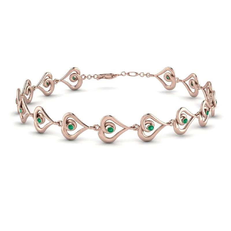 Custom Bangle Bracelets for Weddings-Heart Emerald Bracelet - Martha No. 5