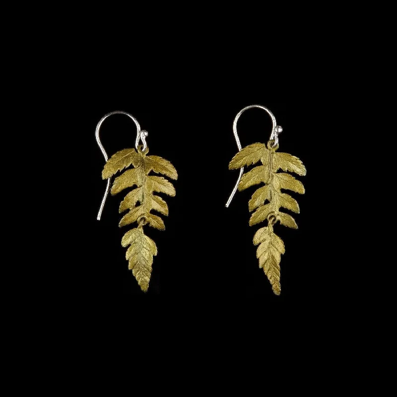 Vibrant Drop Earrings-Fern Earrings - Large Single Leaf Wire