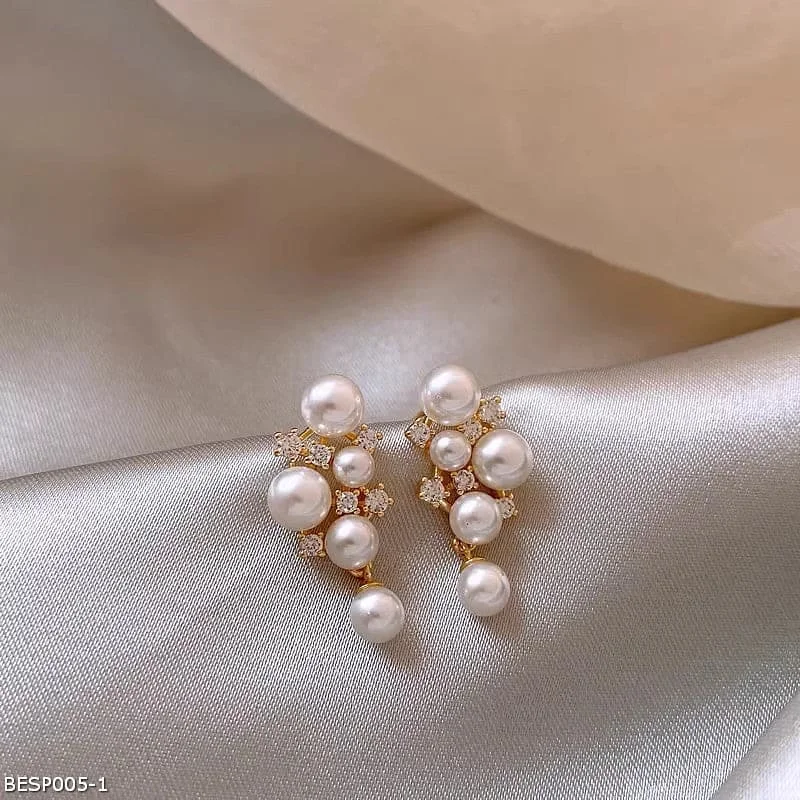 Antique Gold Earrings-French vintage pearl zircon earrings