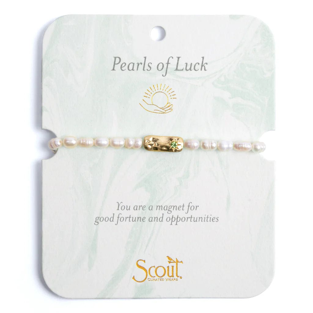 Beautiful Gold Link Bracelets-Pearls of Luck Affirmation Bracelet in Gold