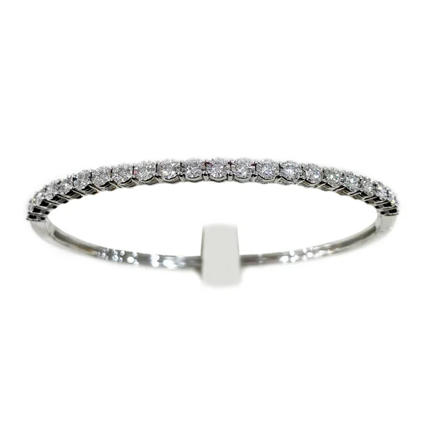 Classic Wedding Bangle Sets-14k White Gold Diamond Bangle