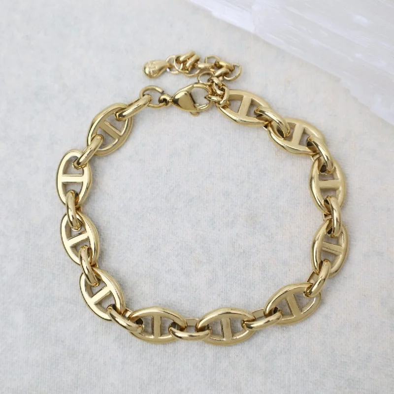 Luxury Silver Bracelets-Mariner Chain Bracelet in Gold Plated Stainless Steel