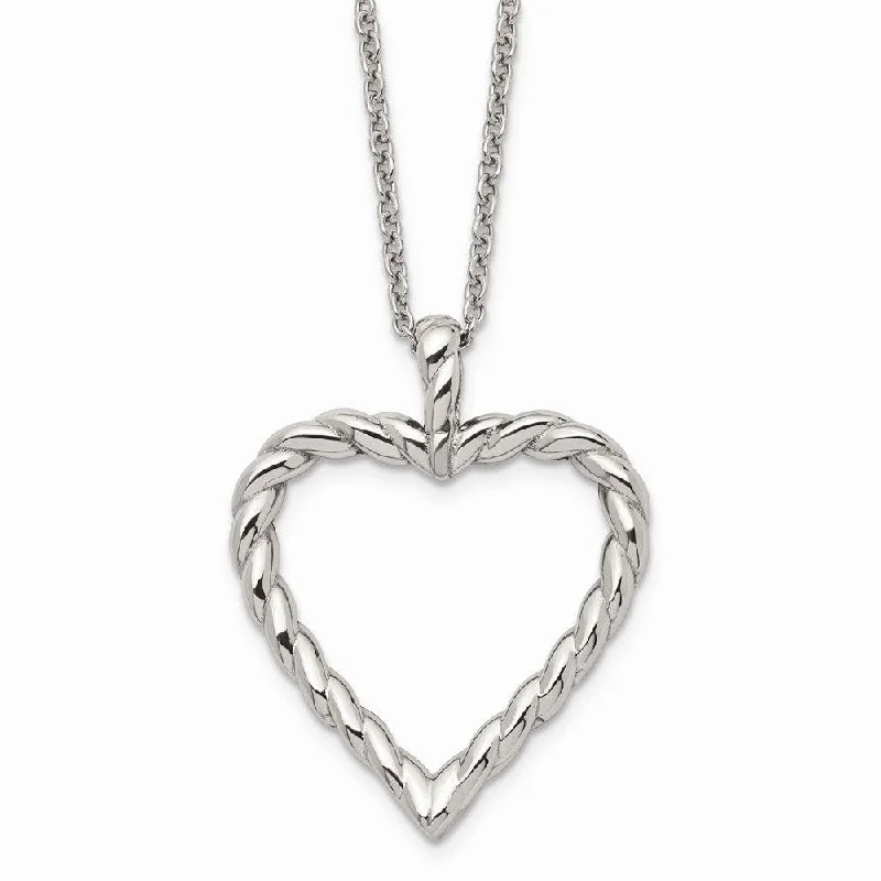 Fashionable Heart Shaped Necklaces-Stainless Steel Twisted Heart Pendant Necklace