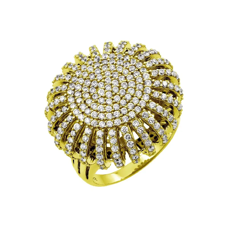 Fashionable Gold Rings-Gold Plated 925 Sterling Silver Micro Pave CZ Ring - GMR00026