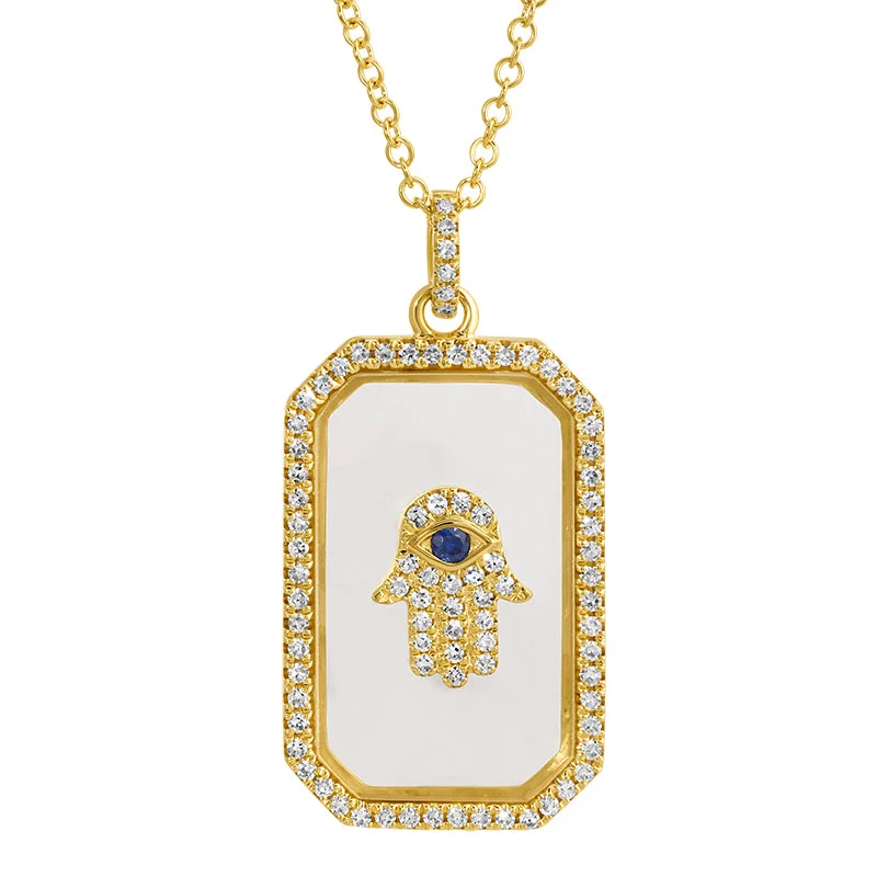 Designer Choker Necklaces-DREW RECTANGLE HAMSA PENDANT NECKLACE