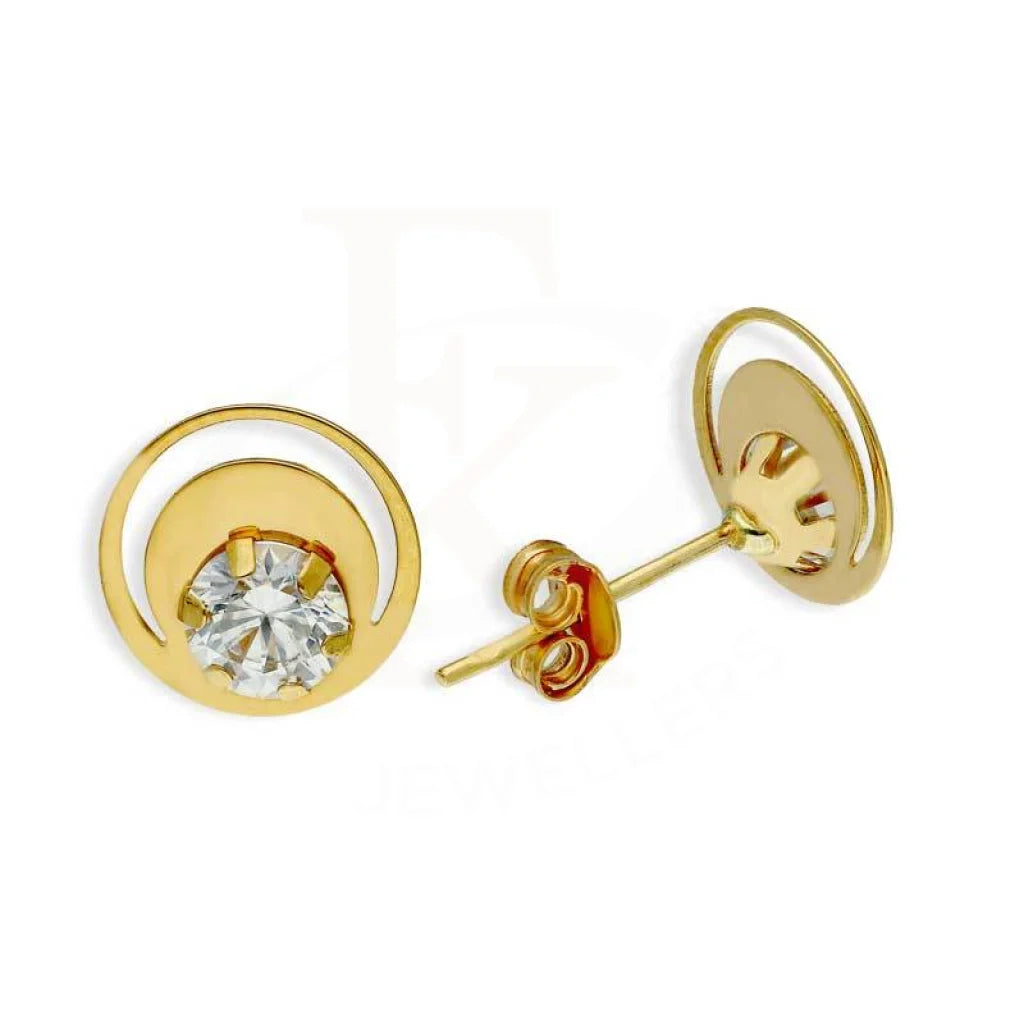 Gold Plated Earrings-Gold Solitaire Stud Earrings 18KT - FKJERN18K2760