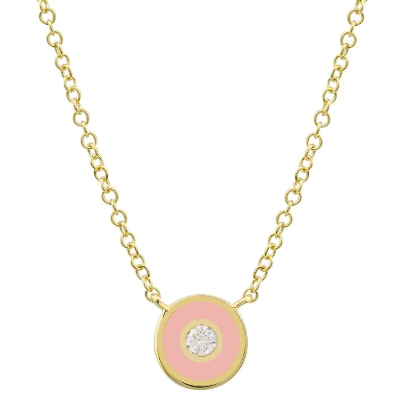 Opal Necklace for Women-AIMEE ENAMEL CIRCLE NECKLACE