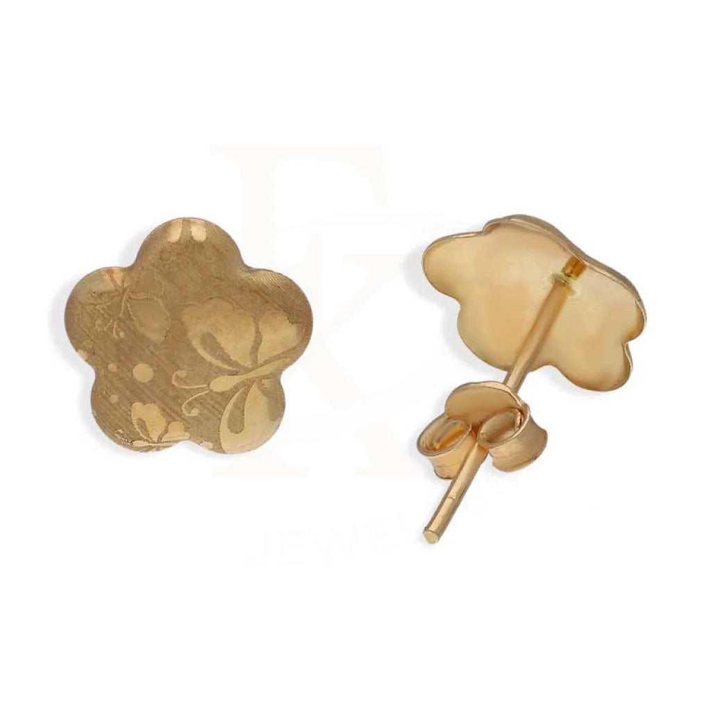 Elegant Gemstone Earrings-Gold Flower Stud Earrings 18KT - FKJERN18K3086