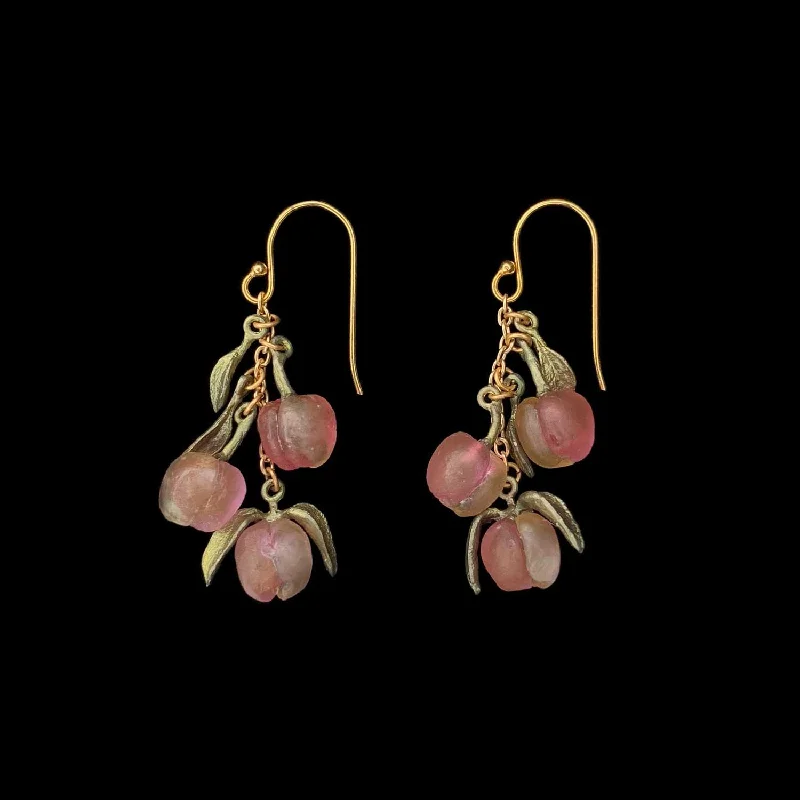 Modern Earrings for Women-Peach Tree Earrings - 3 Drop Wire