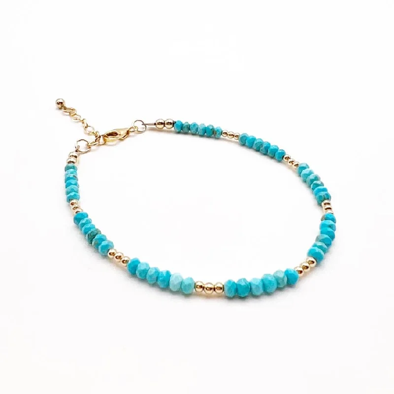 Wedding Bracelet Sets-Free Spirit Dainty Turquoise Beaded Gold Filled Bracelet