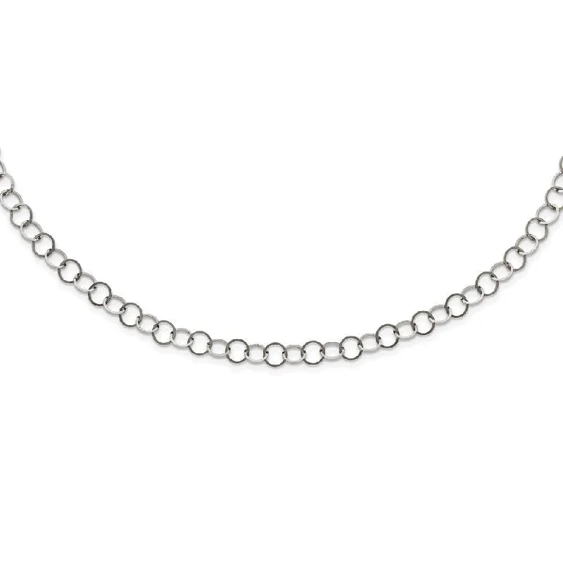 Sparkling Diamond Pendant Necklaces-Stainless Steel Polished 6MM Circle Link Necklace