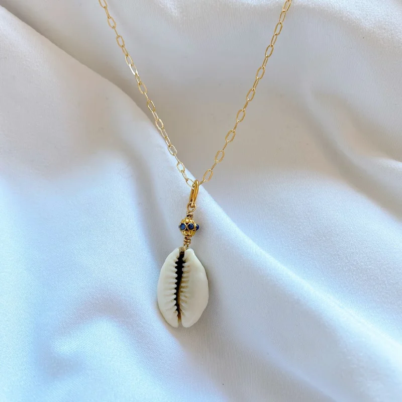 Wedding Necklaces-ADINA COWRIE SHELL NECKLACE