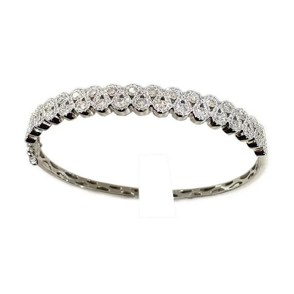 Elegant Wedding Bangle Bracelets-14k White Gold Diamond Bangle