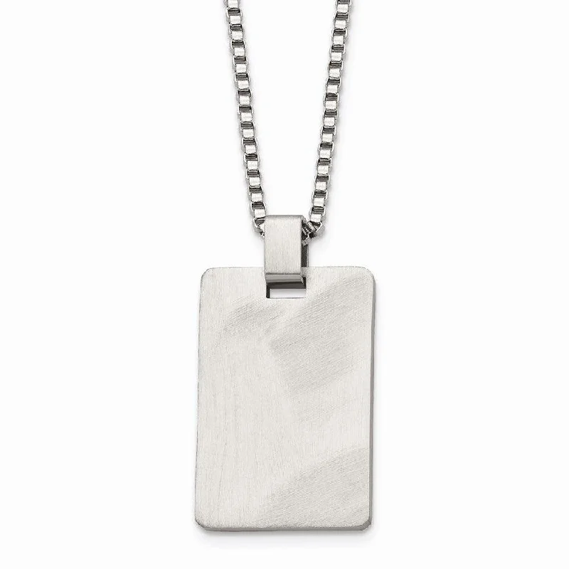 Custom Name Pendant Necklaces-Stainless Steel Brushed and Scratch Finish Rectangle Necklace