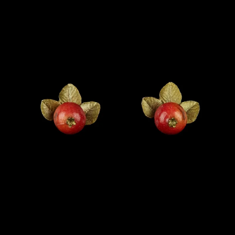 Antique Gold Earrings-Crab Apple Earring - Button Post