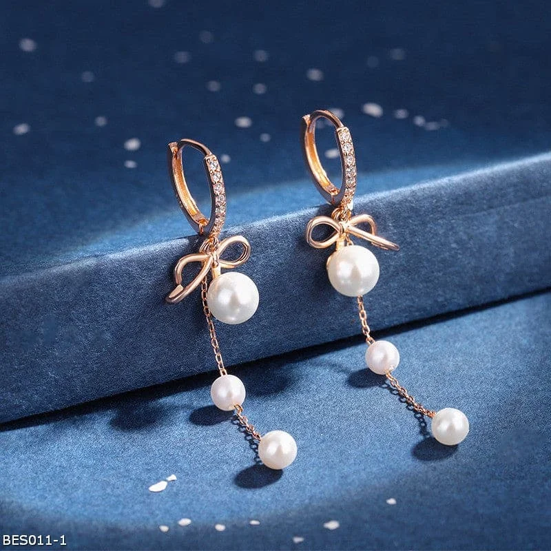 Luxurious Drop Earrings-Long tassel pearl drop earrings