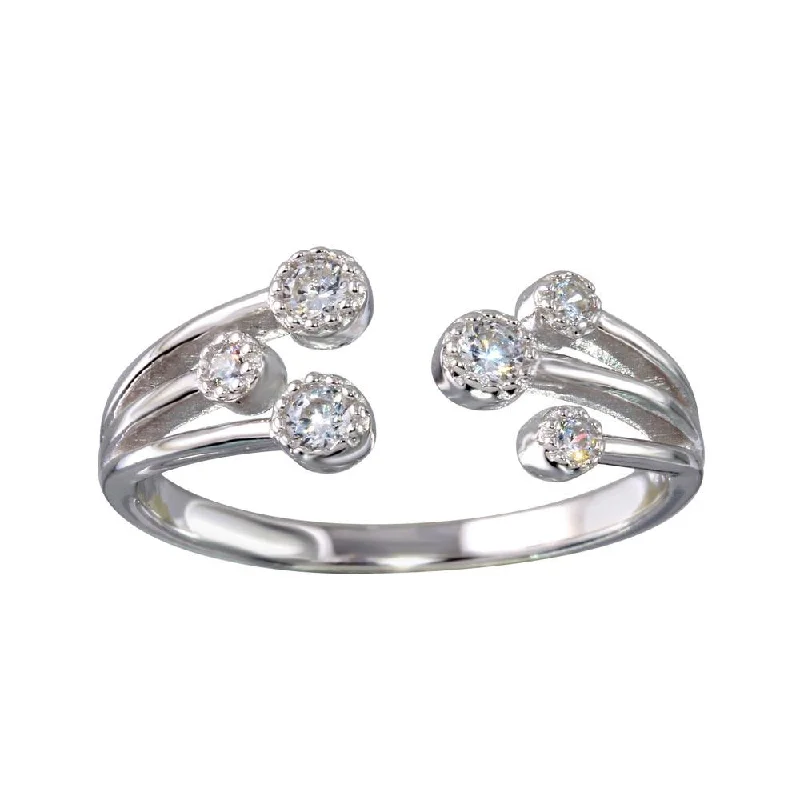 Designer Diamond Rings-Rhodium Plated 925 Sterling Silver Open CZ Ring - BGR01150