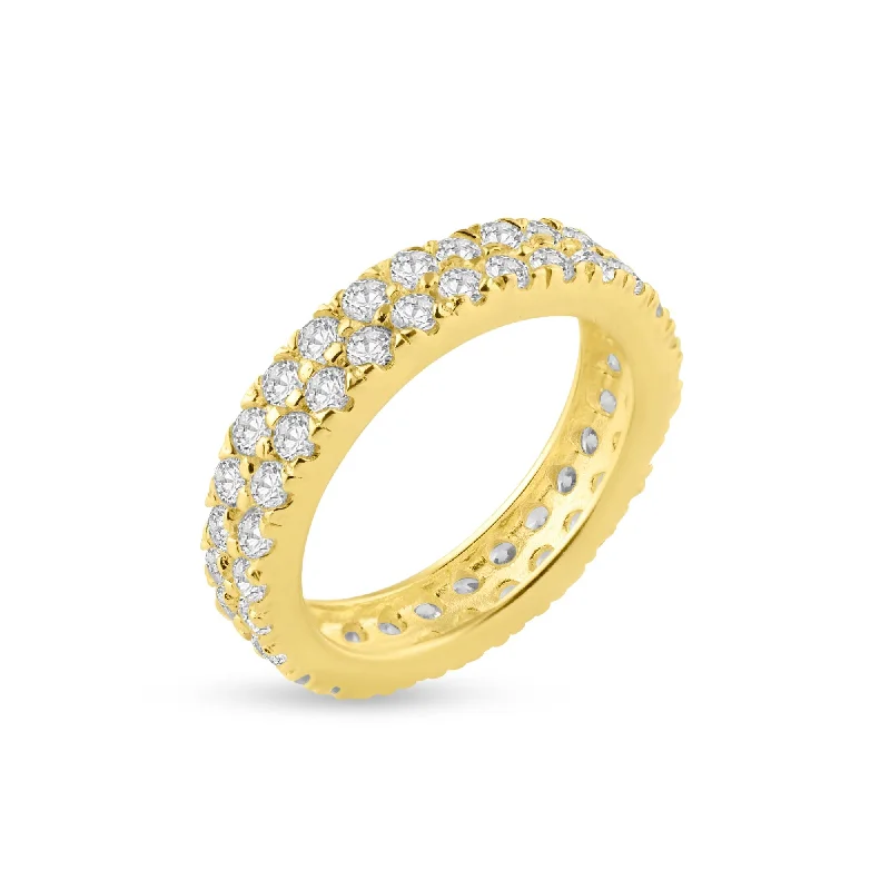 Elegant Silver Wedding Bands-Silver 925 Gold Plated CZ Eternity Ring - STR00512