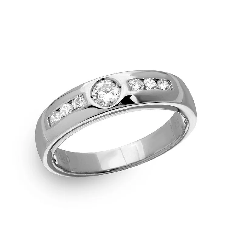 Modern Gold Rings-Silver 925 Rhodium Plated Eternity Ring with CZ - GMR00135