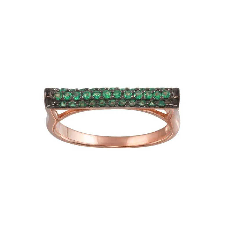 Colorful Wedding Rings-Rose Gold Plated 925 Sterling Silver Green CZ Ring - BGR01298