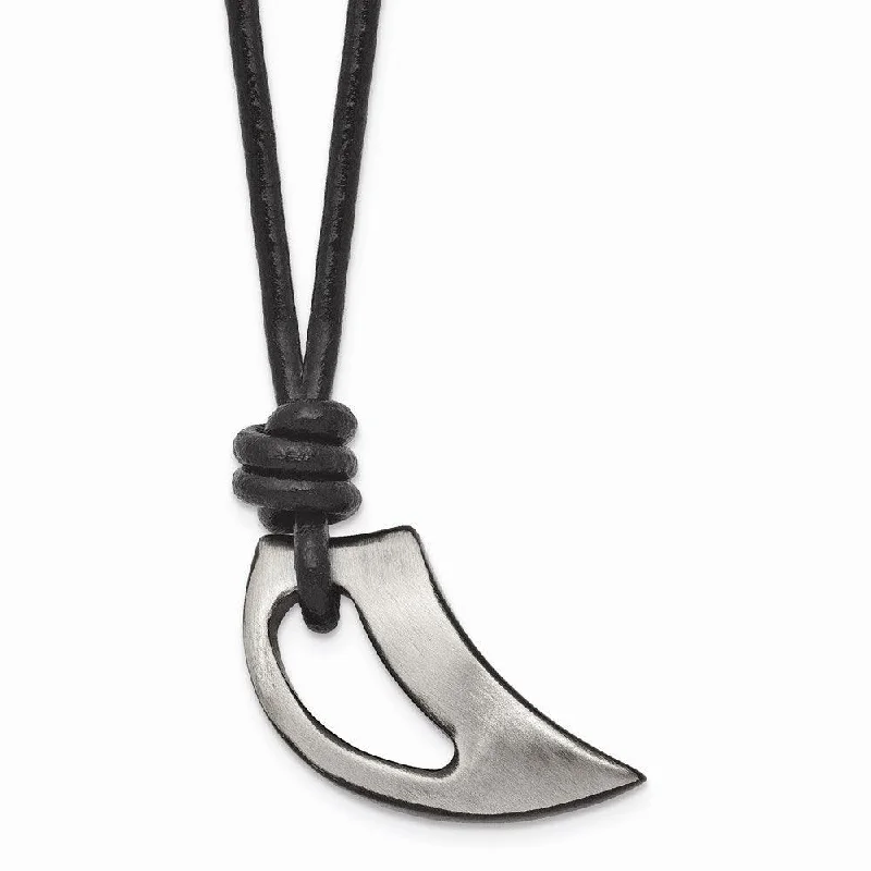 Personalized Infinity Necklaces-Stainless Steel Polished and Brushed Black IP-plated Claw Necklace