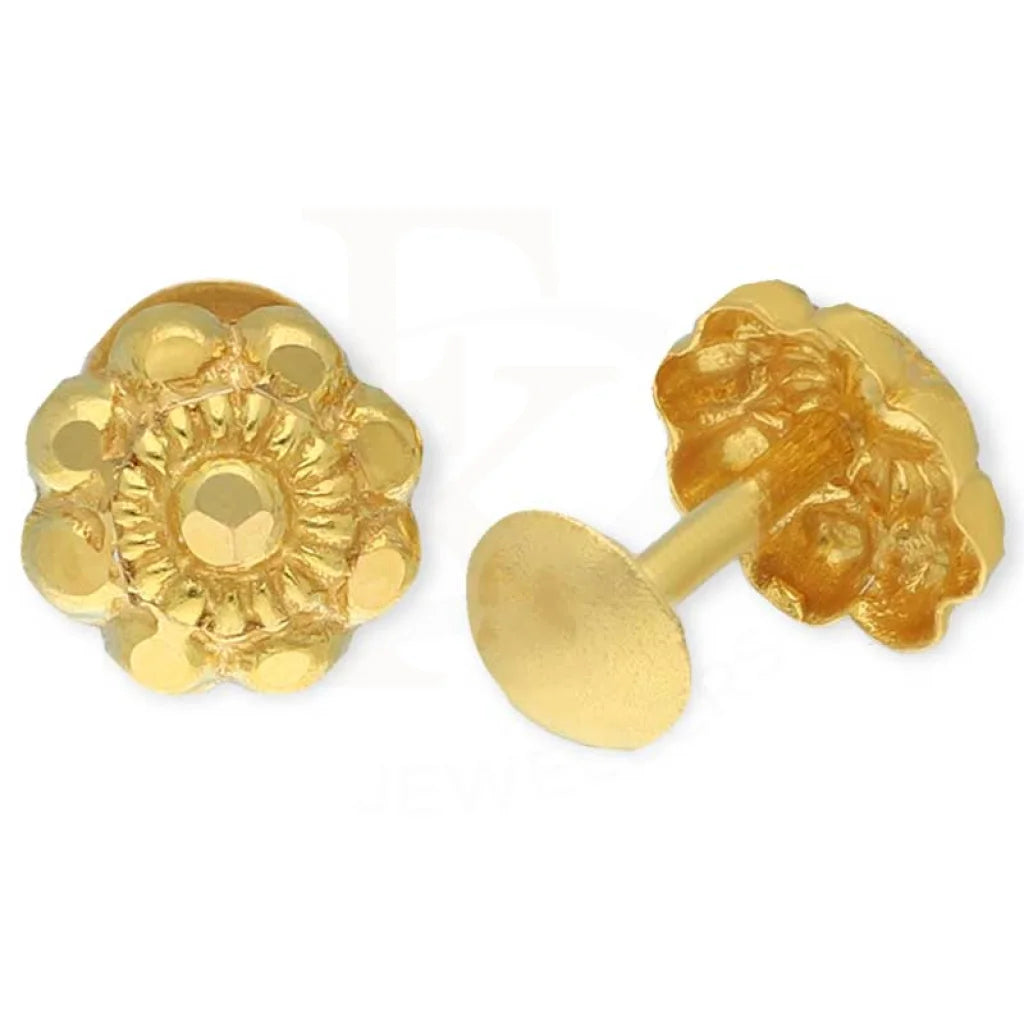 Unique Wedding Stud Earrings-Gold Flower Shaped Second Stud Earrings 18KT - FKJERN18K3154