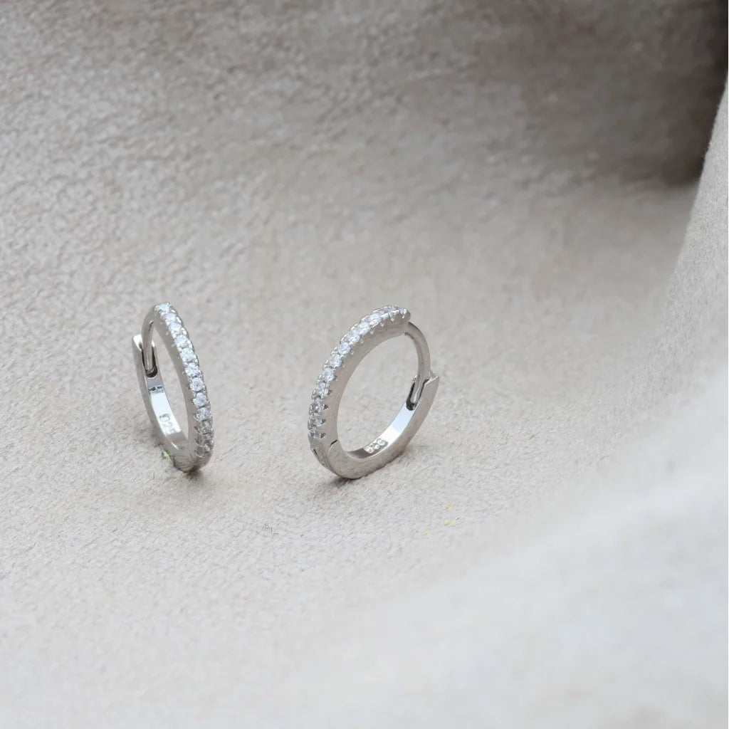 Unique Silver Stud Earrings-Sterling Silver 925 Minimalist Huggie Hoop Earrings - FKJERNSL8578