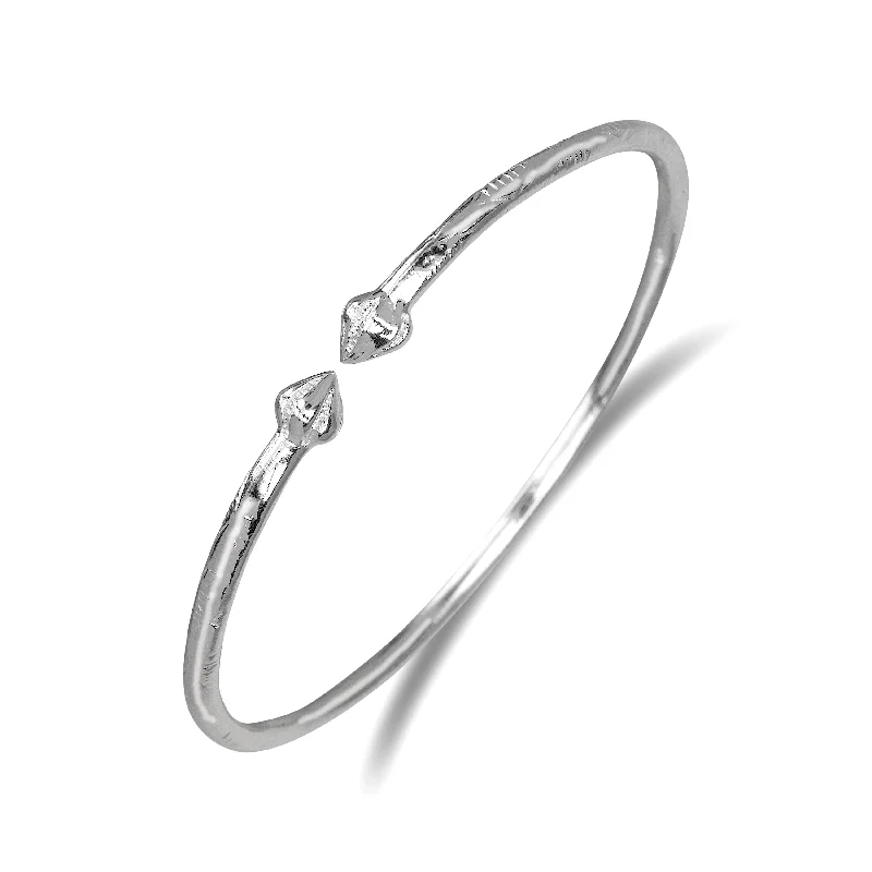 Modern Wedding Bangles-Bulb Ends .925 Sterling Silver West Indian Bangle, 1 piece