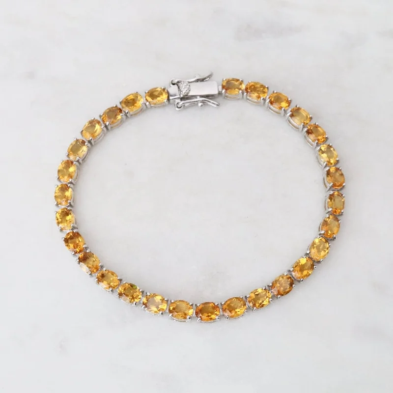 Stylish Adjustable Gemstone Bracelets-Oval Citrine Tennis Bracelet