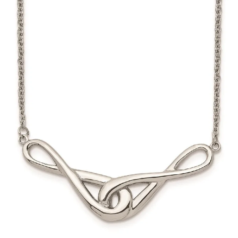 Silver Gemstone Necklaces-Stainless Steel Polished Infinity Symbols Necklace