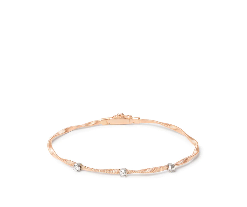 Dainty Silver Bangles-Marco Bicego Marrakech 18K Rose Gold Diamond Bangle