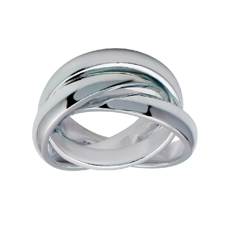 Colorful Engagement Rings-High Polished 925 Sterling Silver 3 Band Rolling Ring - CR00713