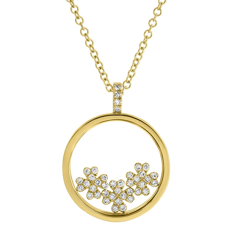 Sparkling Gemstone Necklaces-RONA THREE FLOWER DISC  NECKLACE