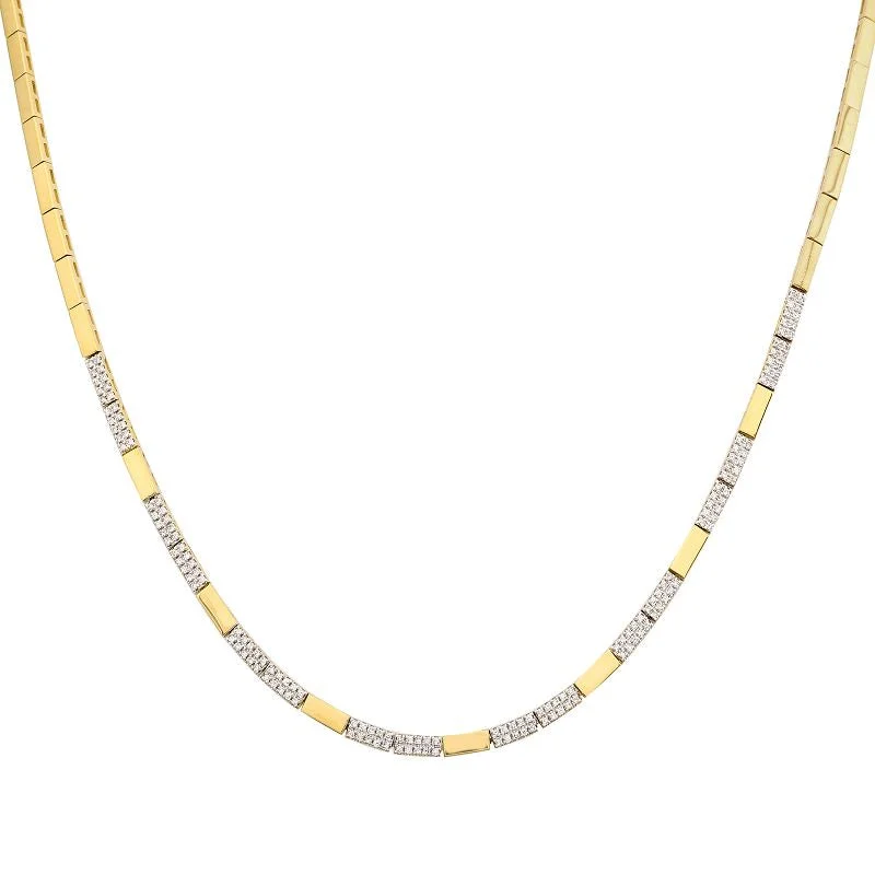 Beautiful Gemstone Chain Necklaces-ASHLEY DIAMOND BAR PATTERNED  NECKLACE