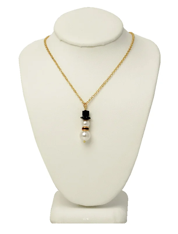 Heart-Shaped Diamond Necklaces-Happy Snowman Necklace