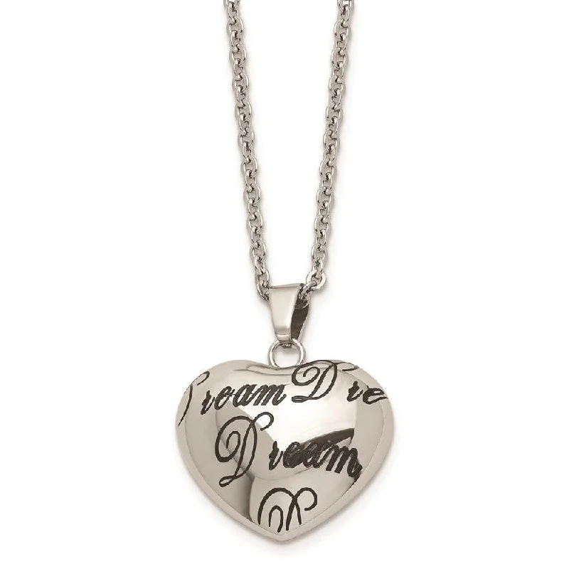 Cute Pearl Necklaces-Stainless Steel Polished Heart Dream Necklace