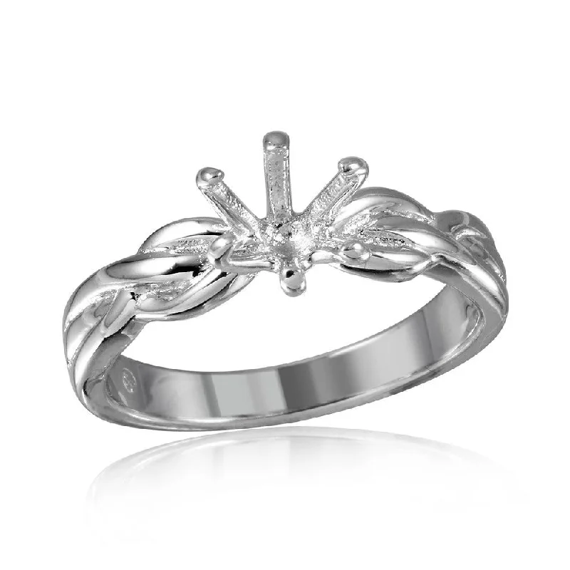 Fashionable Gemstone Rings for Men-Silver 925 Rhodium Plated 6 Prong Setting Mounting Ring - BGR00518