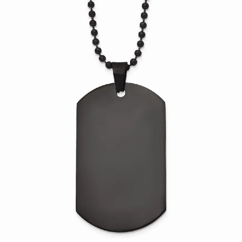 Fashionable Pendant Necklaces-Stainless Steel Polished Black IP Dog Tag Necklace